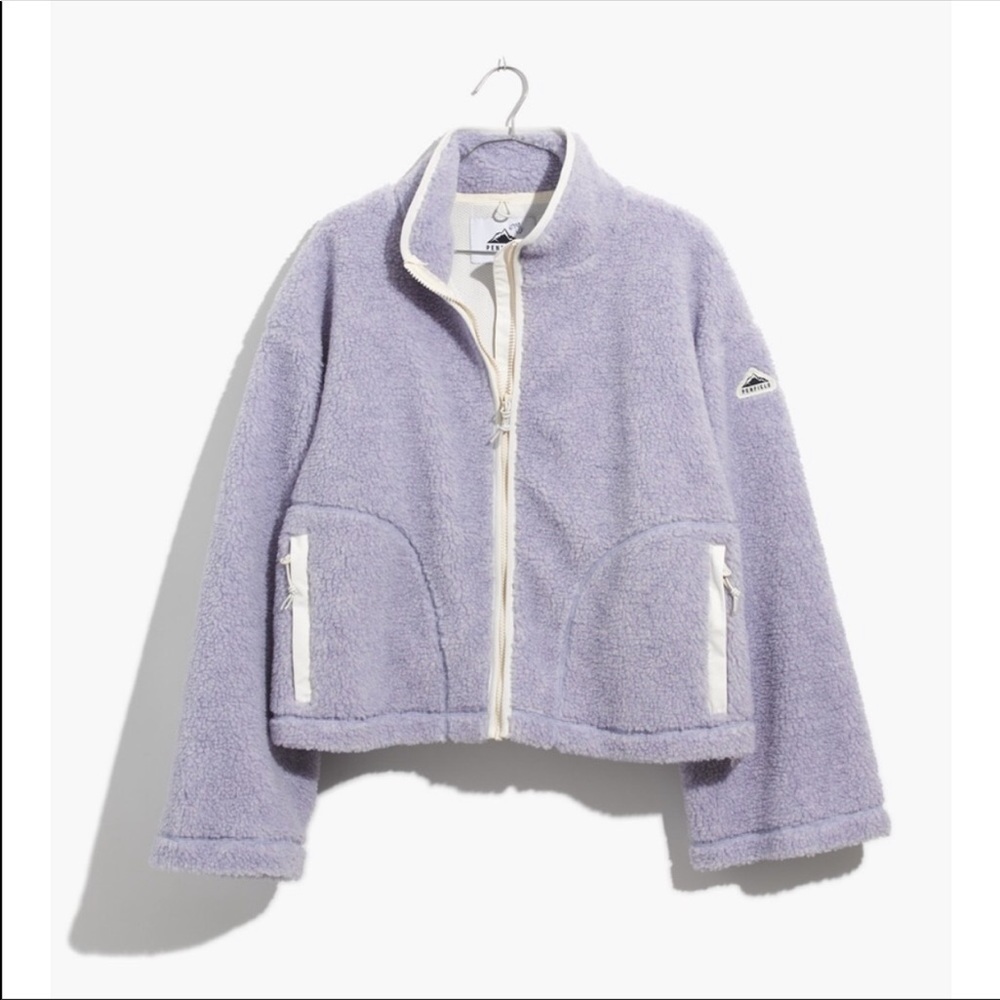 -new- Penfield x Madewell lilac purple wide sleeve sherpa fleece zip up jacket